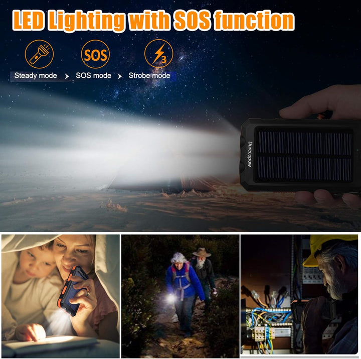 20000mAh Solar Charger Power Bank - Orange