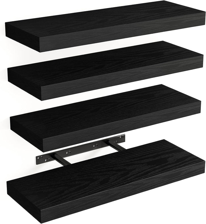 "Rustic Wood Floating Shelves Set of 4