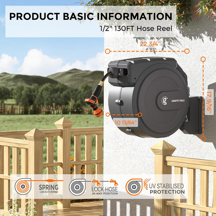 Heavy Duty 130ft Retractable Garden Hose