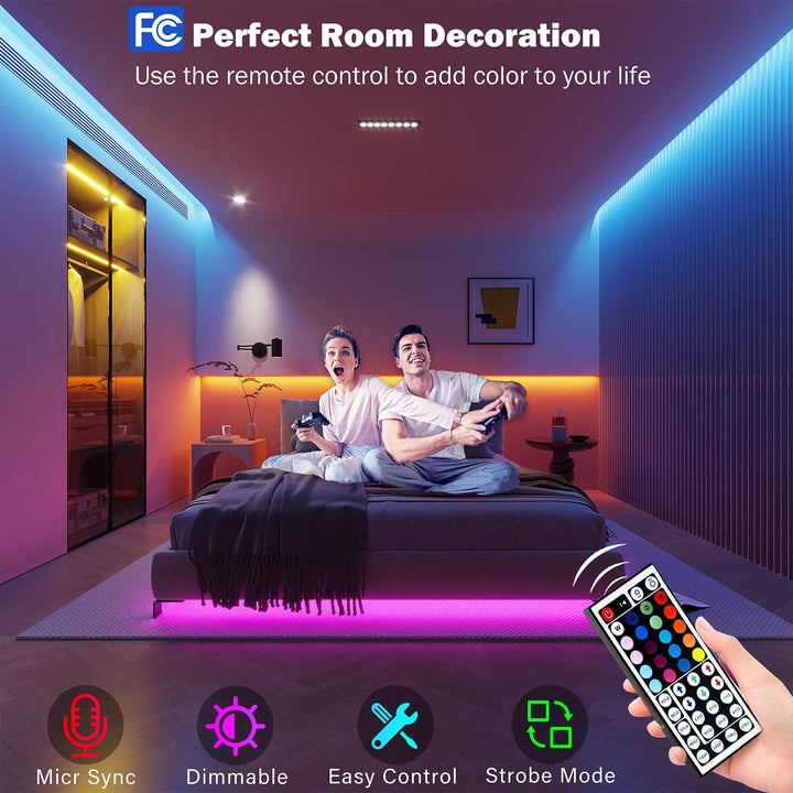 100Ft RGB LED Strip Lights - Music Sync