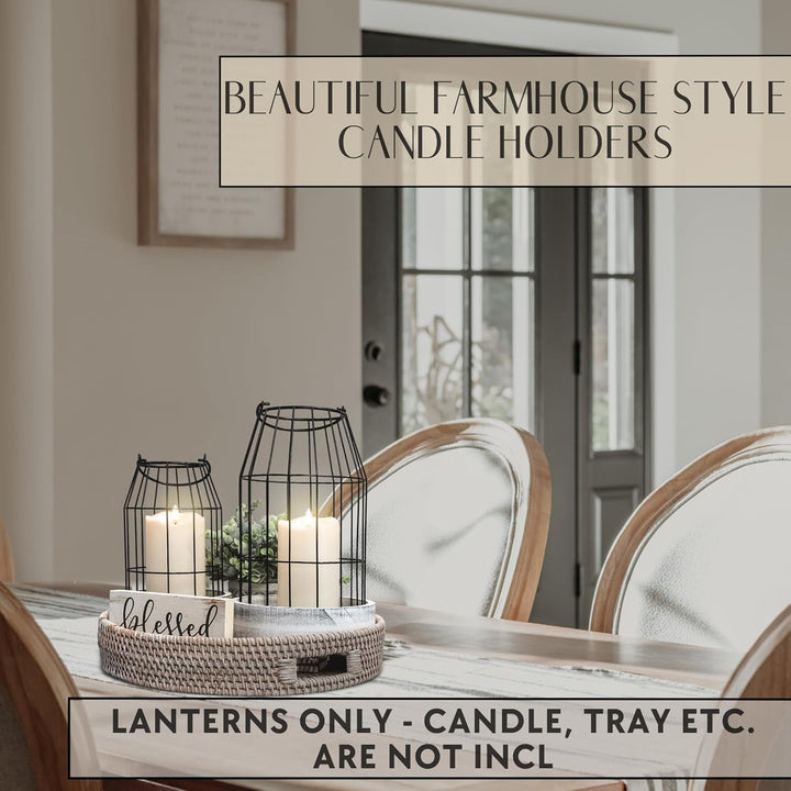 Rustic Farmhouse Lanterns - Set of 2