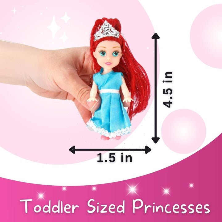 Little Royal Princess Toddler Dolls with Dresses, Girls Imaginative Pretend Play Small Dolls Party Favors Collection (6 Pack)