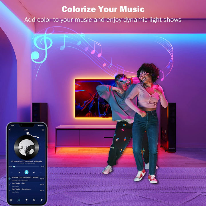 100Ft RGB LED Strip Lights - Music Sync