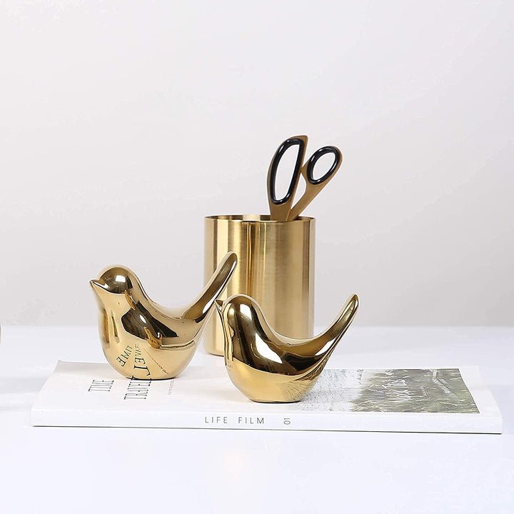 Gold Bird Statue Modern Home Decor