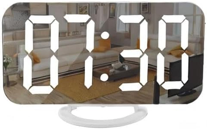 LED Mirror Alarm Clock - White