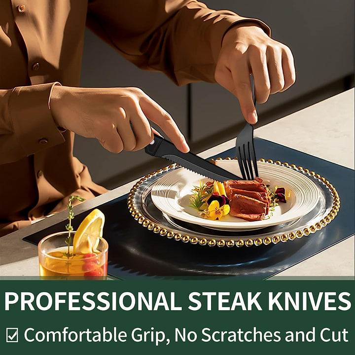 24-Piece Black Silverware Set for 4
