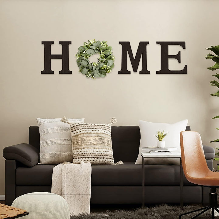 Rustic HOME Sign with Eucalyptus Wreath