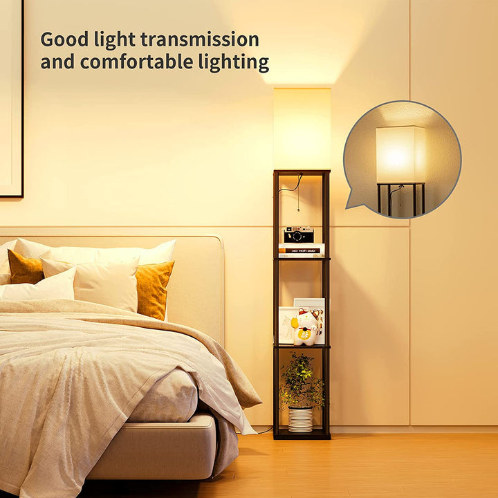 Modern Shelf Floor Lamp - Black
