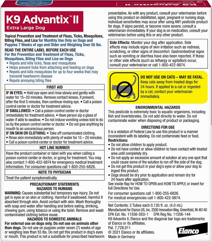 XL Dog Flea & Tick Treatment - 2 Mo