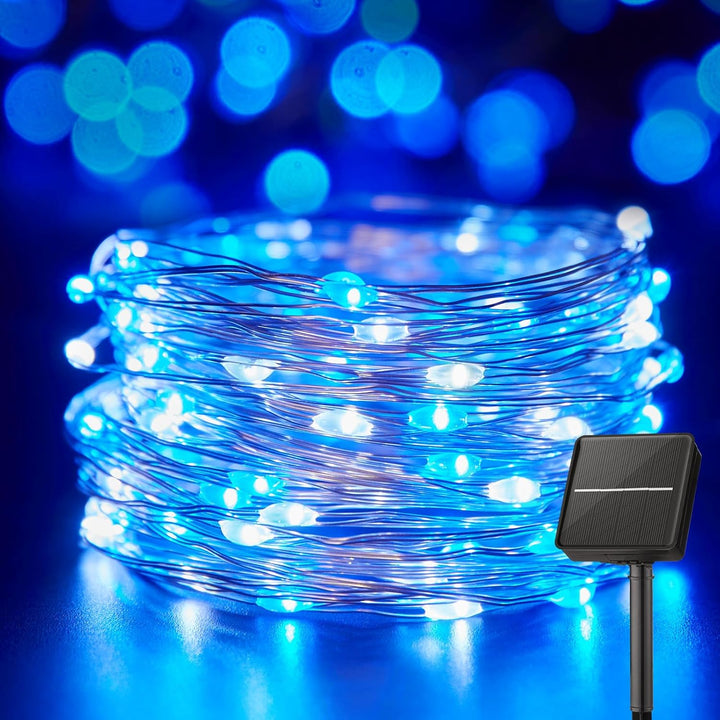 Solar String Lights for Outside, 33Ft 100 LED Outdoor Solar Fairy Lights, 8 Modes Balcony Lights for Tree Patio Christmas Party Wedding Decor (Warm White)