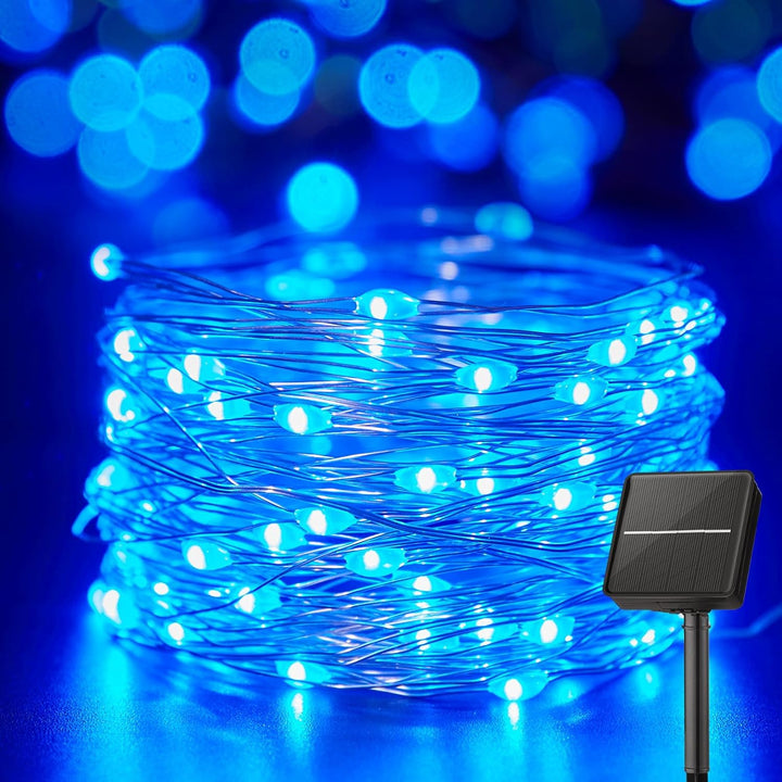 Solar String Lights for Outside, 33Ft 100 LED Outdoor Solar Fairy Lights, 8 Modes Balcony Lights for Tree Patio Christmas Party Wedding Decor (Warm White)
