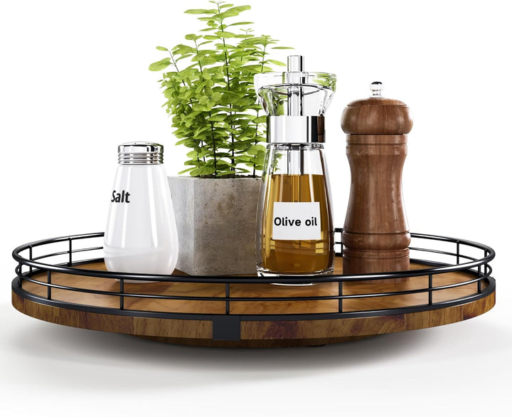 Farmhouse Oak 9" Lazy Susan Organizer