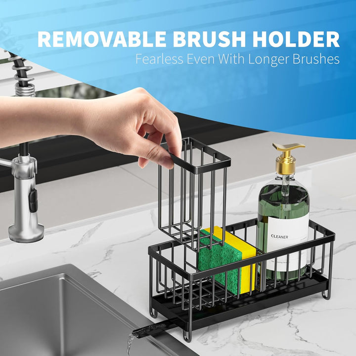 Black Sink Caddy Organizer with Soap Dispenser