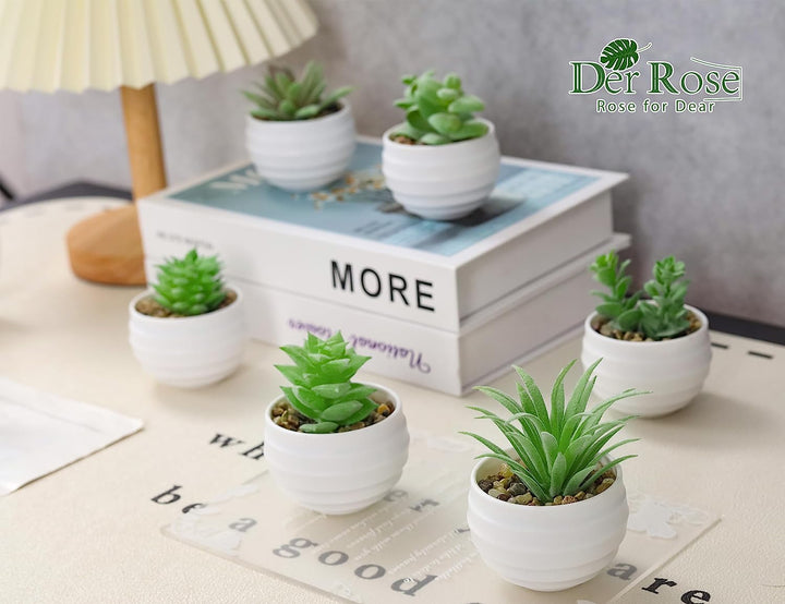 Set of 6 Mini Fake Succulents in Pots
