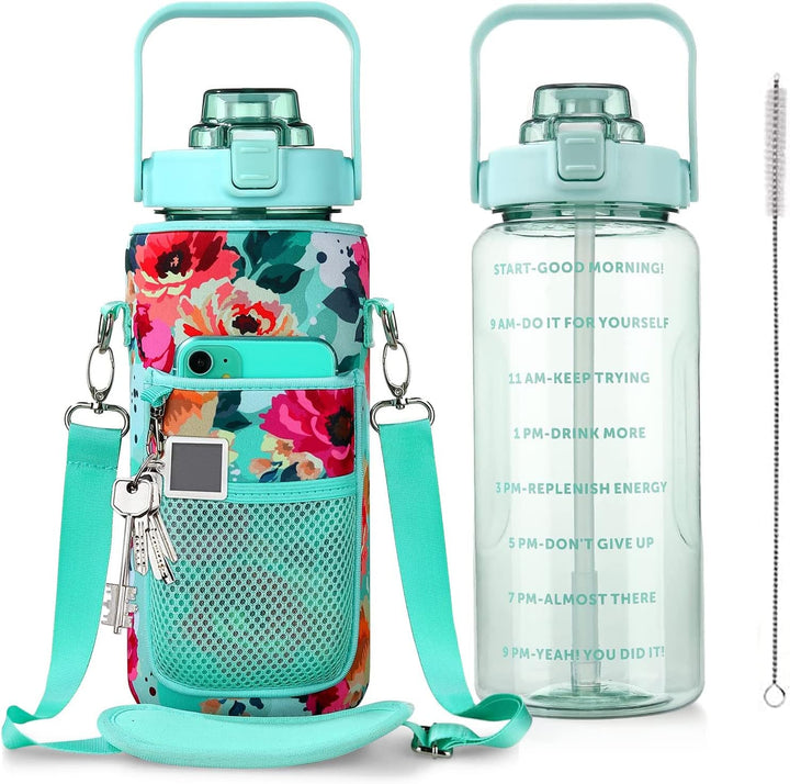64oz Motivational Water Bottle with Sleeve