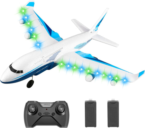 Remote Control Airplane for Kids Boys , G2 Remote Control Plane Jet for Beginners Adult, Ready to Fly Airplane with One Key Aerobatic LED Light, RC Plane for Kids, 2 Battery