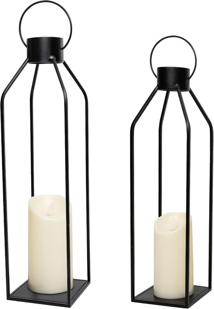 Black Metal Lantern with Timer Candle