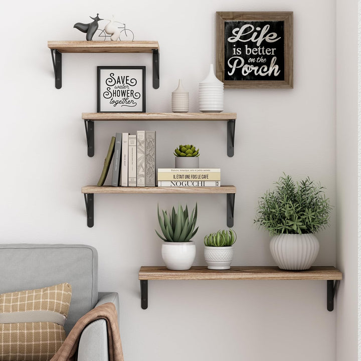 Farmhouse Floating Wall Shelves (Set of 4)