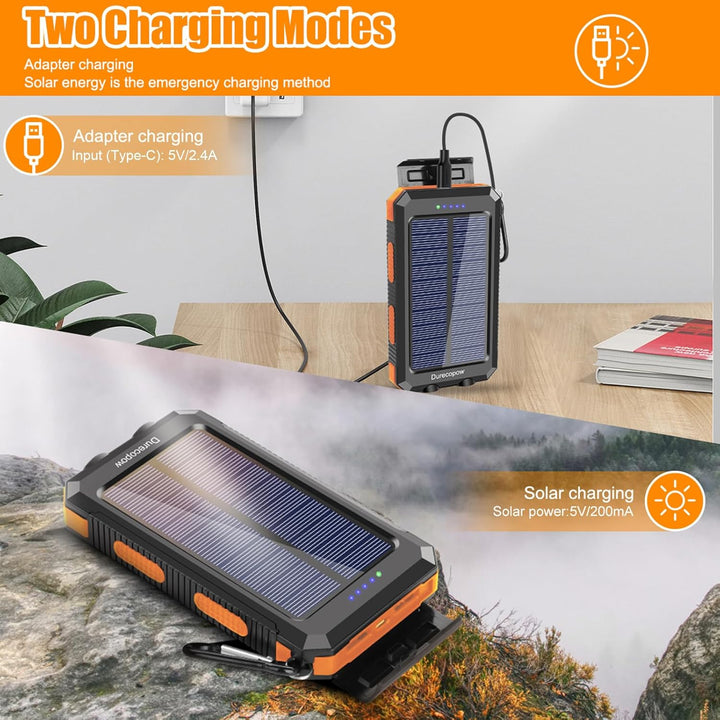 20000mAh Solar Charger Power Bank - Orange