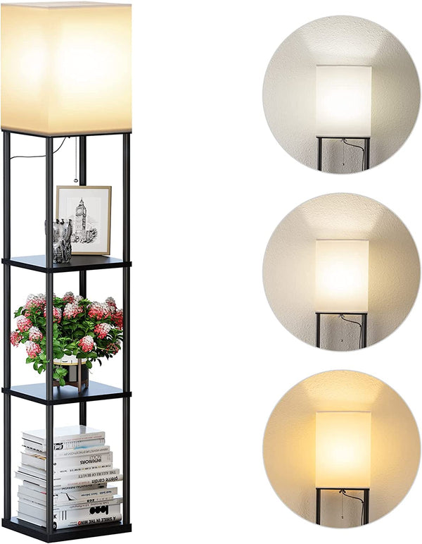 Modern Shelf Floor Lamp - Black
