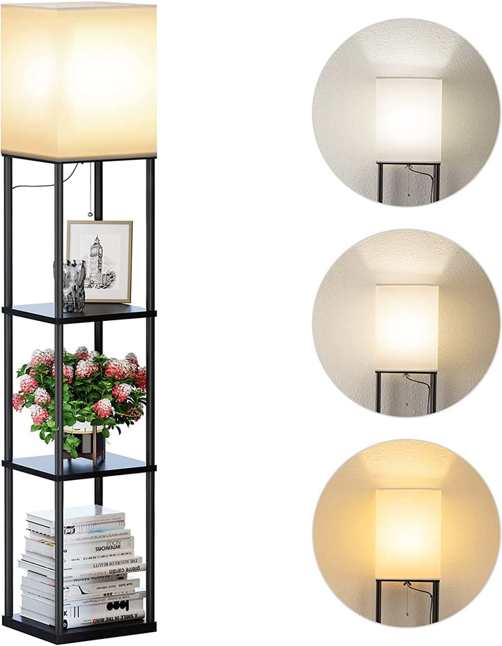 Modern Shelf Floor Lamp - Black
