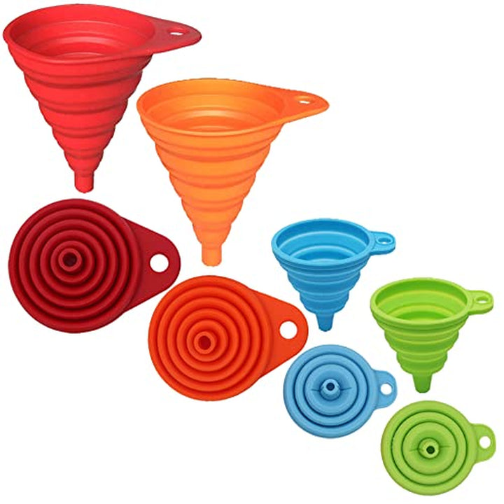 4-Pack Collapsible Silicone Funnels