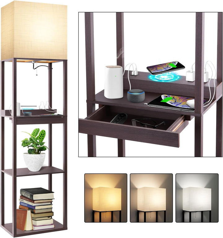 Modern Shelf Floor Lamp with Storage