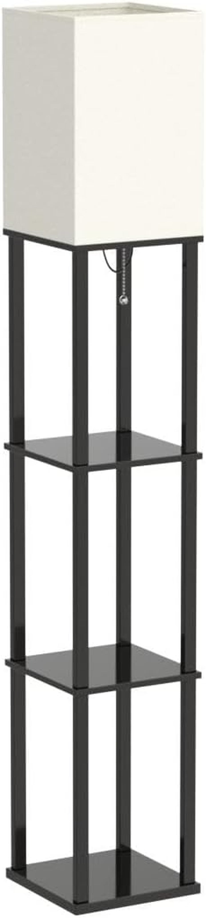 Modern 4-Tier Shelf Floor Lamp - Black