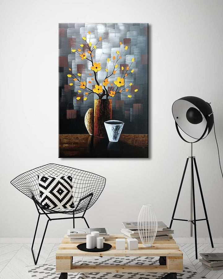 Hand-Painted Abstract Floral Canvas Art