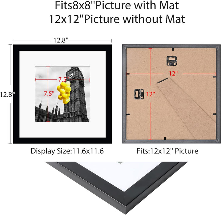 9-Pack 12x12 Picture Frames, Black