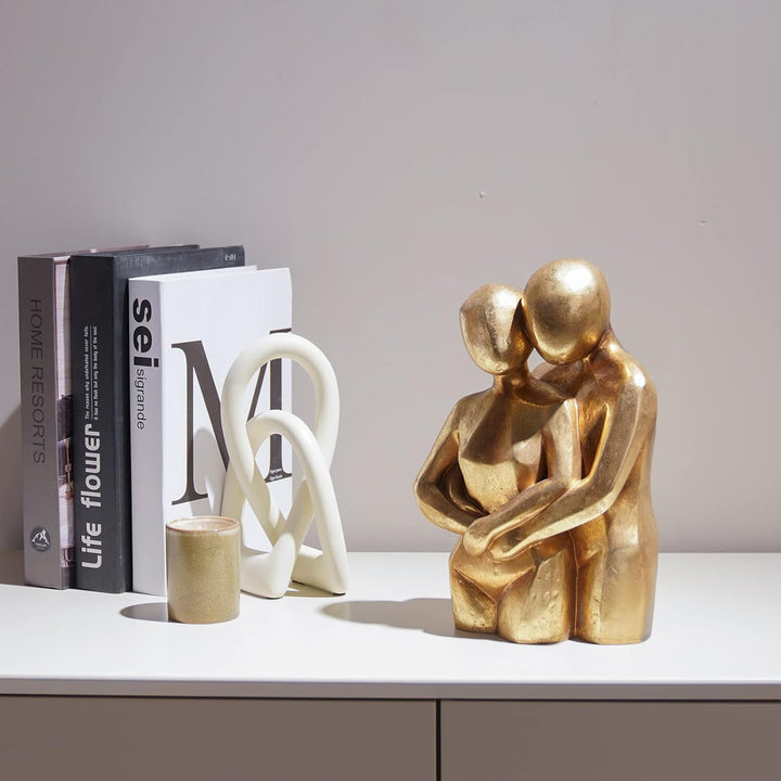 Modern Gold Hugging Couple Statue