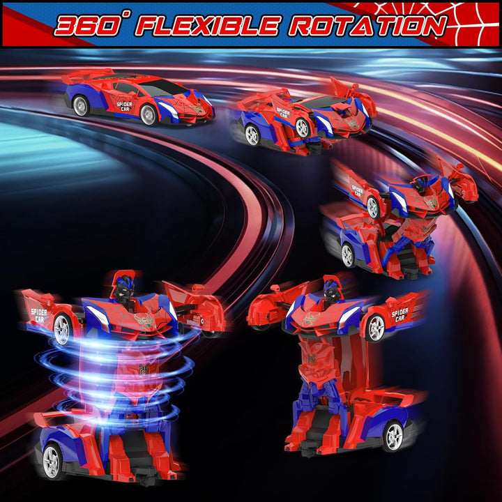 Transform Rc Cars for Boys 4-7 8-12, 2.4Ghz Remote Control Car 1:18 Scale Transforming Robot, One-Button Deformation 360° Rotation Car Toy Gifts for Boys 3-5