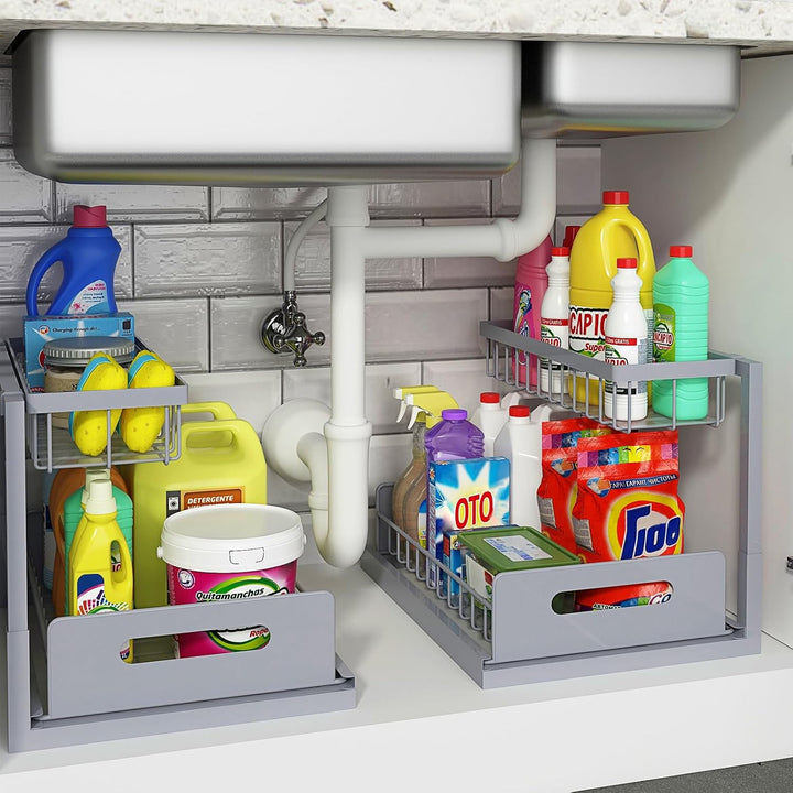 Pull Out Sink Organizer 2-Tier, Grey