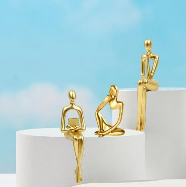 Gold Thinker Statue Set of 3 - Modern Decor