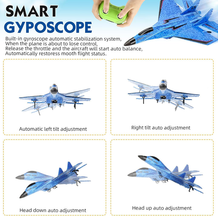 RC Plane, Remote Control Wireless Airplane Toy - RC Plane Remote Control 2CH 2.4Ghz RC Plane with Lights, Remote Control Airplanes Foam RC Fighter Airlane Jet for  Kids