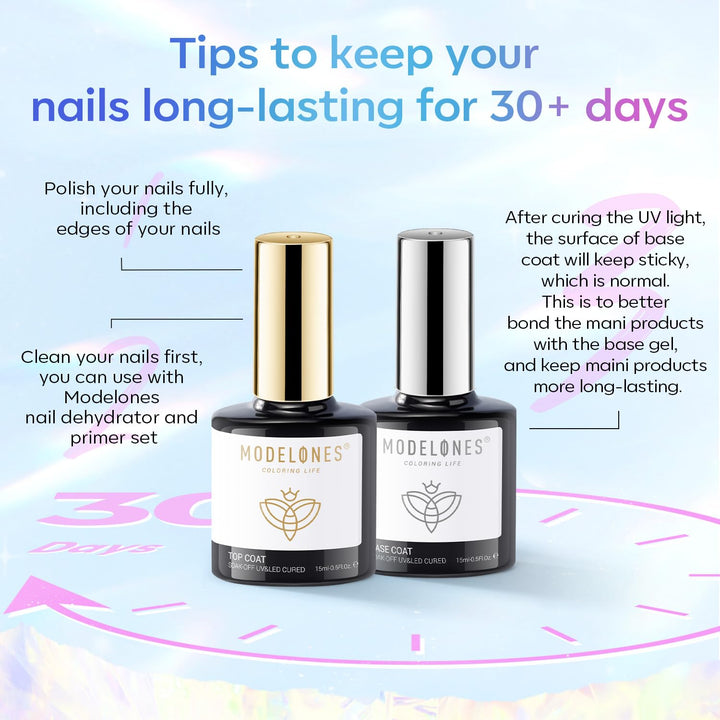 15ml Gel Top & Base Coat Set - No Wipe