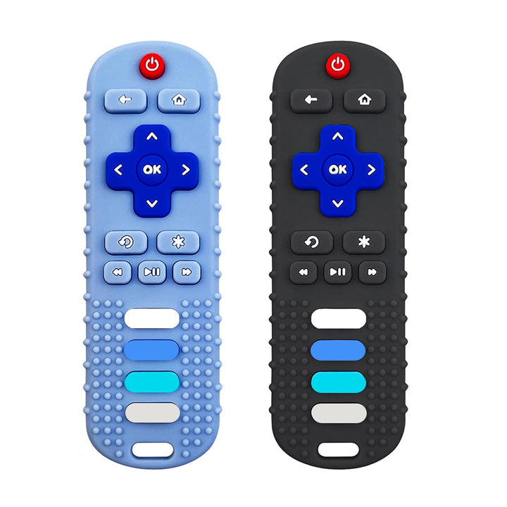 2Pcs Silicone Teething Toys, Remote Control Shape Teethers for Babies Remote Teething Toys, Silicone TV Remote Teether BPA Free/Refrigerator Safe