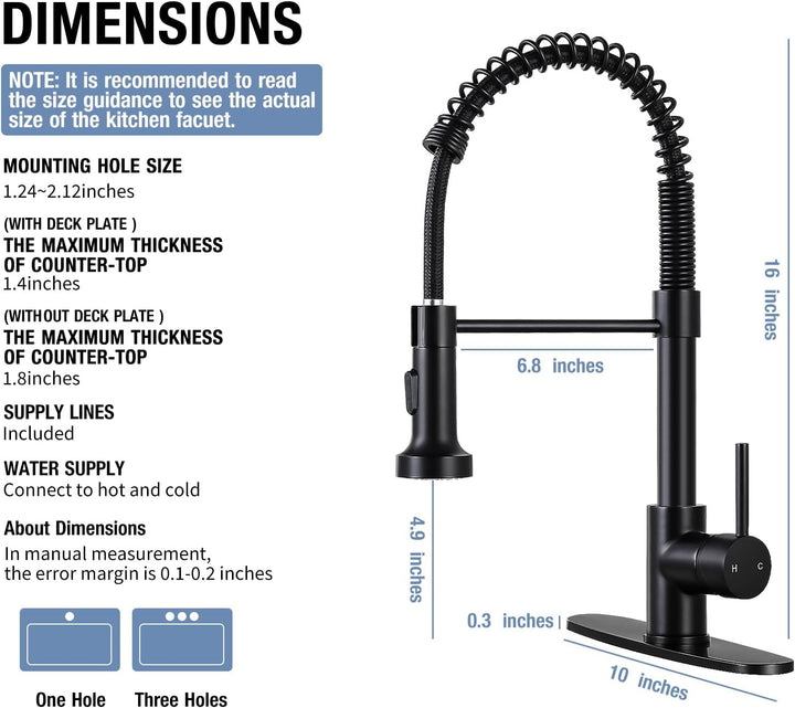 Matte Black Kitchen Faucet with Sprayer