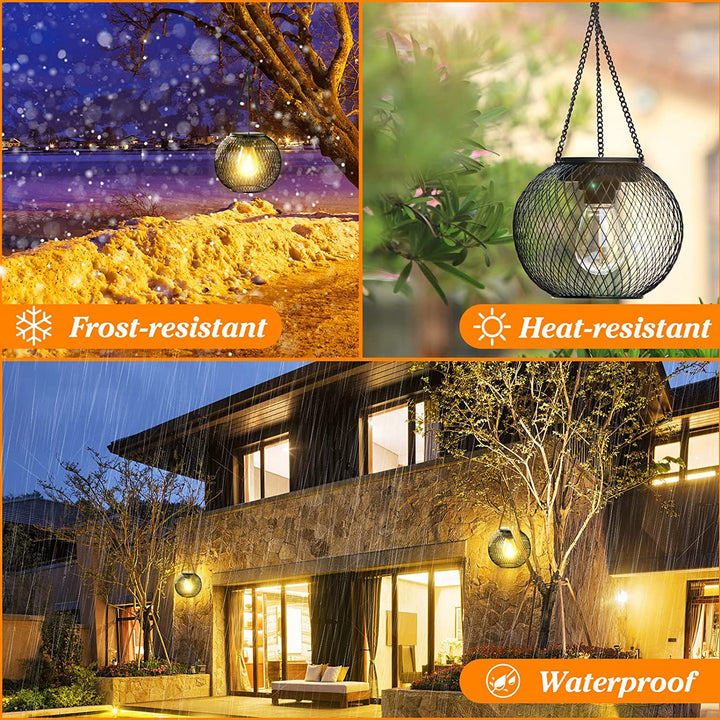2 Pack Solar Metal Lanterns for Outdoors