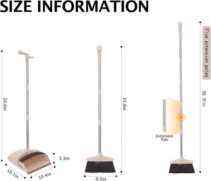 Broom & Dustpan Set with Long Handle