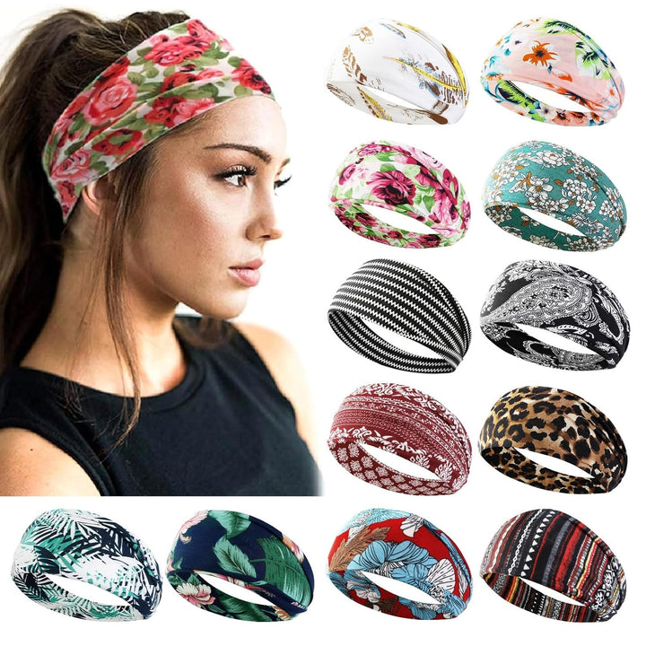 12 Pack Non-Slip Workout Headbands