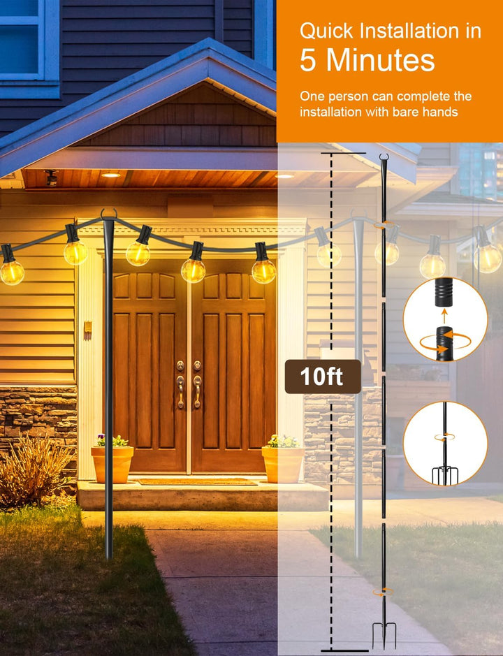 4-Pack Outdoor String Light Poles