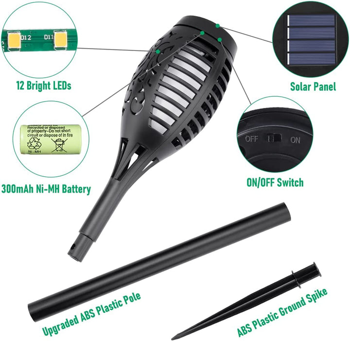 Solar Torch Lights with Flickering Flame
