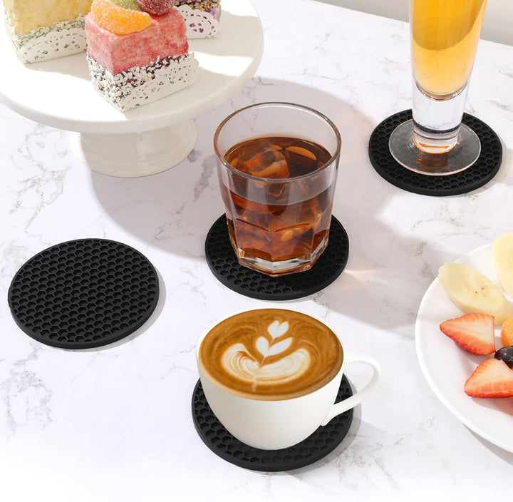 Silicone Coasters Set of 8 with Holder