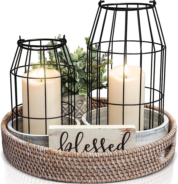 Rustic Farmhouse Lanterns - Set of 2