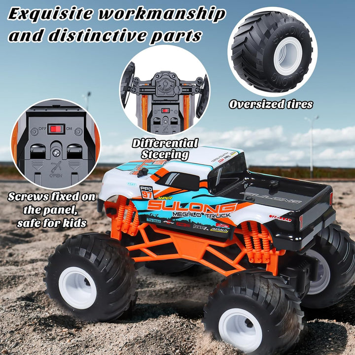 1:16 Scale RC Monster Truck - 2.4Ghz All Terrain Car for Kids 4-12, 20 Km/H off Road RC Truck, Christmas or Birthday Gift