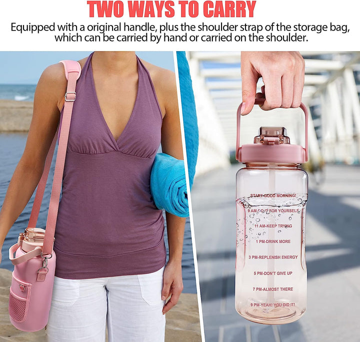 64oz Motivational Water Bottle with Sleeve