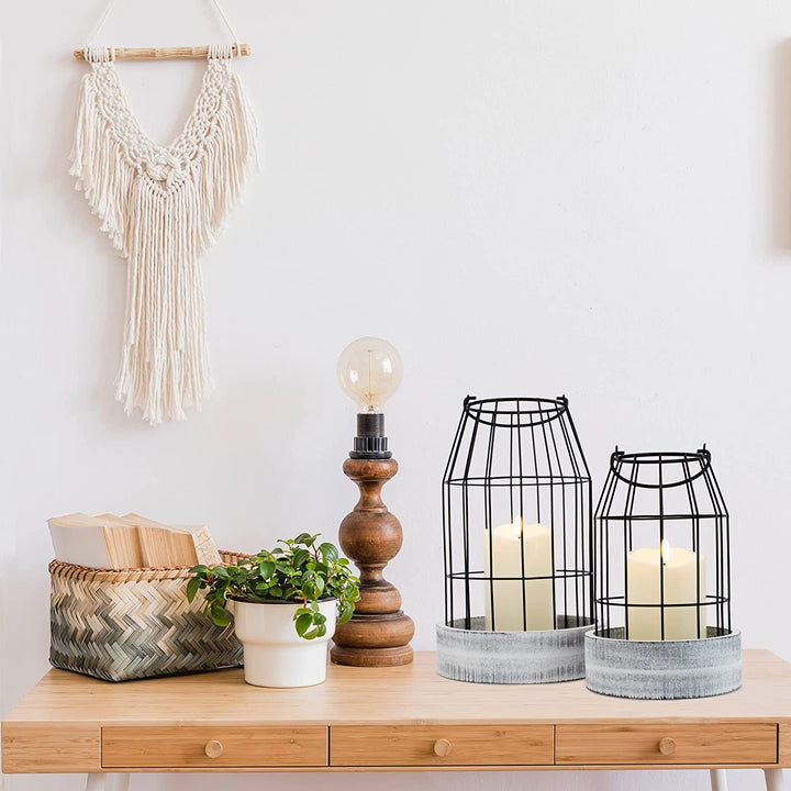 Rustic Farmhouse Lanterns - Set of 2