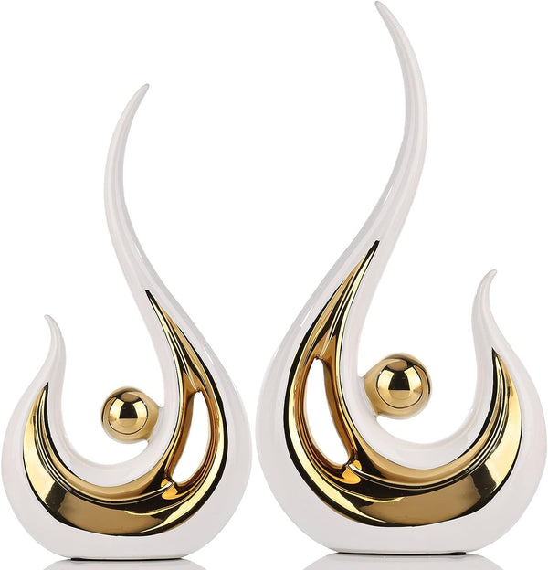 Modern White & Gold Ceramic Décor Set
