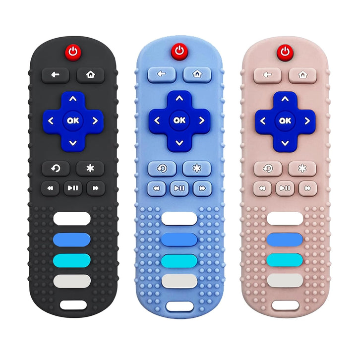 2Pcs Silicone Teething Toys, Remote Control Shape Teethers for Babies Remote Teething Toys, Silicone TV Remote Teether BPA Free/Refrigerator Safe